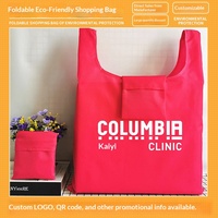 Sac de courses pliable en polyester 210D écologique et réutilisable avec logo personnalisé, sac de courses pliable en nylon avec pochette Ripstop