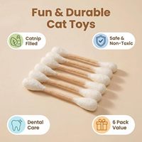OEM/ODM Fournitures pour animaux en gros : Bâton à mâcher en coton en forme de coton-tige avec herbe à chat, jouet interactif durable pour chat pour le nettoyage des dents