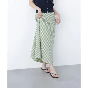 Falda Maxi Fluida <span class=keywords><strong>de</strong></span> Cintura Alta con Estampado a Cuadros, Casual y Elegante, Personalizada por el Fabricante para Mujer - Product Image 4