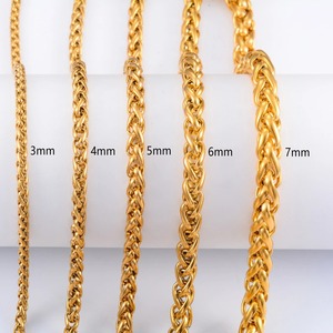 Collier long classique en acier inoxydable, chaîne maille épi, plaqué or, pour hommes et femmes, accessoires de bijouterie, collier ras du cou - Product Image 2