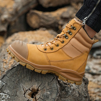 Bottes de sécurité en cuir Crazy Horse brun L605 pour les mineurs, bottes de sécurité de travail en cuir Crazy Horse huilé anti-perforation