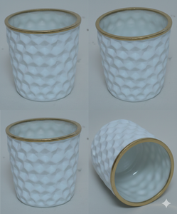 Porte-bougie moderne en verre blanc avec élégant rebord doré, support décoratif de luxe pour bougies votives et chauffe-plat, idéal pour mariage et décoration de table à la maison - Product Image 3
