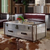 Table basse en aluminium de style aviateur, design industriel antique, salon, meubles de maison