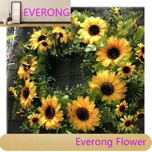 EVERONG-WE044 поставщик, оптовая продажа, красивый Осенний венок из подсолнуха, Искусственные венки для украшения передней двери