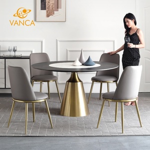 Nouveaux designs de <span class=keywords><strong>table</strong></span> à manger ronde <span class=keywords><strong>avec</strong></span> centre rotatif dessus de <span class=keywords><strong>table</strong></span> en marbre style moderne pour salle à manger cuisine utilisation en plein air hôtel - Product Image 2