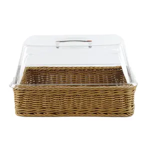 Panier rectangulaire en rotin Pp, vente en gros, pour le stockage du pain et du plateau de collations à Fruits, en Stock,