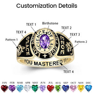 Индивидуальные кольца класса, изготовленные из 925 серебра и латуни, памятные выпускные кольца для средних школ и университетов - Product Image 3