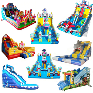 Château <span class=keywords><strong>gonflable</strong></span> écologique en PVC de 0,55 mm avec toboggan et <span class=keywords><strong>trampoline</strong></span>, tailles optionnelles ou personnalisées - Product Image 1