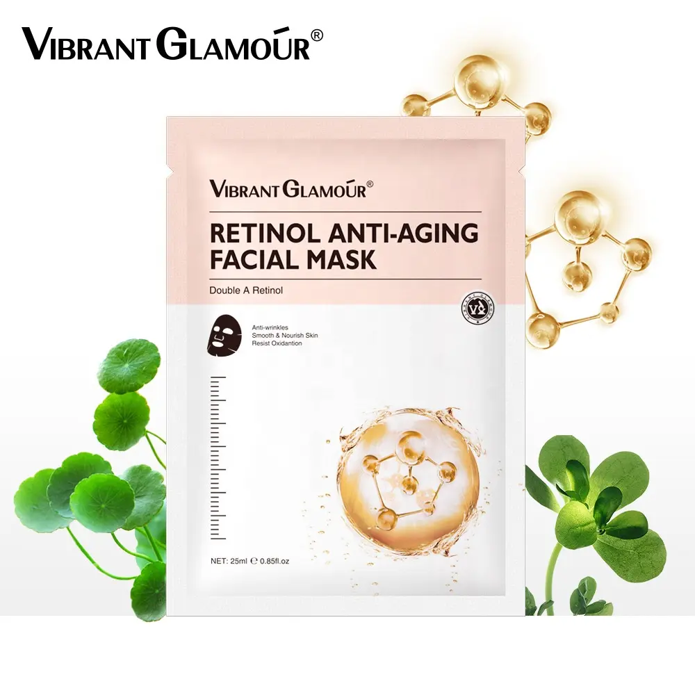 VIBRANT GLAMOUR retinolo maschera facciale anti-età anti-rughe foglio maschera di ossidazione resistente alla pelle liscia e nutriente