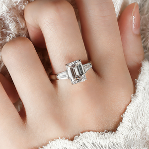 Bague de fiançailles tendance pour femme SGARIT en or blanc 14 carats, diamant de laboratoire VVS D 2 carats, certificat IGI, taille émeraude - Product Image 5