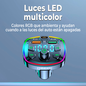 Émetteur FM Bluetooth 5.0 pour voiture avec lumière LED RVB et double ports USB - Product Image 4