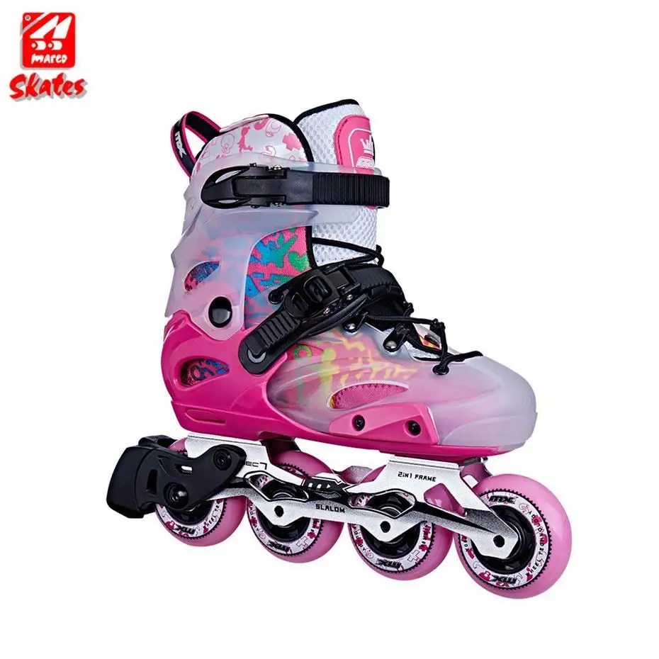 تسوق بكرة Slalom مضمنة للتزلج مخصصة 2 في 1 للأطفال أحذية للبالغين رباعية للتزلج