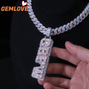 Ice Out <b>D</b>-F VVS letter Hiphop Natural Diamond Pendant Full Pave lab Created Diamond Jewelry Accessories Set for Gifts - Product Image 5