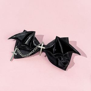 Dark Gothic Lolita Style Women's Hair <b>Clip</b> Sweet Cool Lace Cross <b>Bow</b> Accessory for Personalized Headwear - Product Image 6