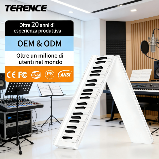 TERENCE V10 Electric Keyboard Foldable Portable Digital Piano Electric Organ Keyboard with Built-In Speaker Rechargeable Battery