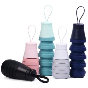 Custom Sports Folding Travel Drinking 500ML Collapsible Silicone Water Bottles
