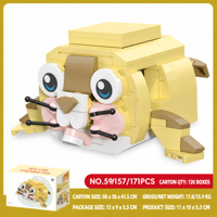 Ensemble de blocs de construction interactifs personnalisés Lion de mer avec ailerons mobiles à bouton-poussoir, jouet de construction animalier STEM, OEM, marque privée