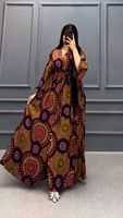 Robe décontractée de grande taille à la mode imprimée de style ethnique d'automne Robe longue africaine élégante de rue haute