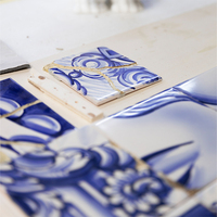 Portugal nouveau designer peint à la main bleu et blanc porcelaine salle à manger buffet villa de luxe salon meuble de rangement