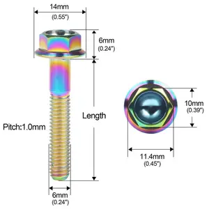 Fastener DIN 6921 Titanium M6 Grade 2 Grade 5 Hex Flange Head Bolts