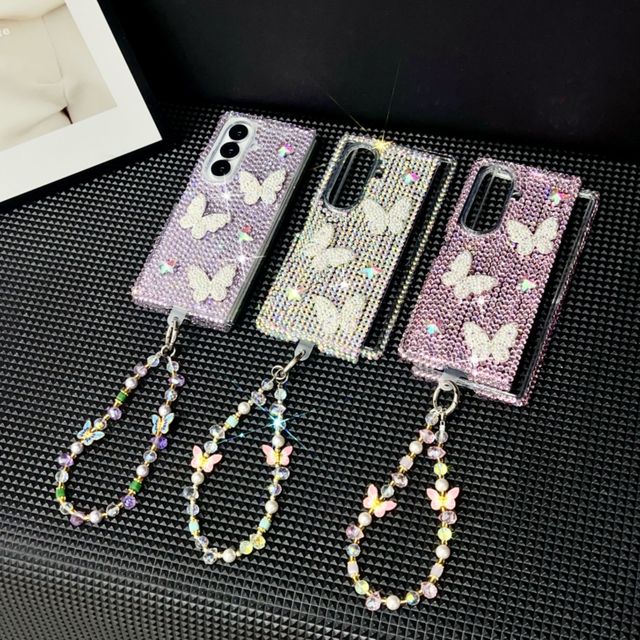 Fashion Bowknot Diamond Phone Case for samsung Z Fold 7 6 for Z Flip 6 5 4 with Chain Mobile Phone Accessories in Stock