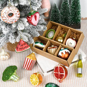 Adornos de Vidrio Teñido Hechos a Mano para Árbol de <span class=keywords><strong>Navidad</strong></span>, Serie de Frutas y Verduras - Sandía y Limón, Adornos Colgantes para Decoración de Árboles - Product Image 2