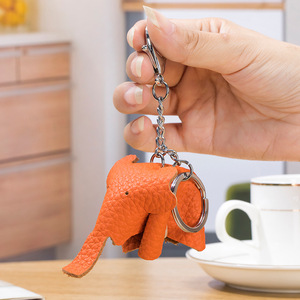 Handmade Genuine Leather Cute Funny Lucky Elephant Cow <strong>Horse</strong> Keychain Pendant Animal <strong>Key</strong> <strong>Chain</strong> for Men Women Bag Charm Girls