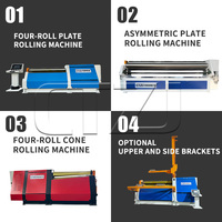Machine à plier et à rouler les plaques en acier inoxydable de 2 mm de large avec 3 rouleaux, rouleaux recouverts de caoutchouc, conception asymétrique