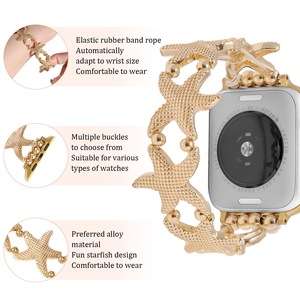 Bracelet en métal de chaîne de <span class=keywords><strong>femme</strong></span> de luxe <span class=keywords><strong>pour</strong></span> bracelet de montre <span class=keywords><strong>Apple</strong></span> 40mm 41mm 44mm 45mm 49mm Design étoile de mer <span class=keywords><strong>pour</strong></span> bracelet Iwatch - Product Image 5