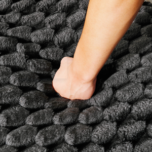 Divano Modulare Convertibile Quadrato con Chaise Longue Doppia in Velluto a Coste Nero con Schiuma Memory - Product Image 3