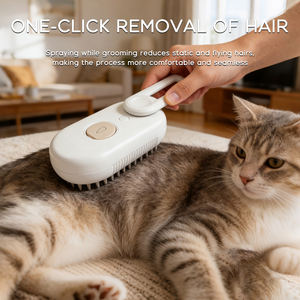 新しいペットブラシ3-in-1蒸し暑いブラシグルーミングヘアマッサージコームセルフクリーニング脱毛スプレースチームヘアブラシ - Product Image 4