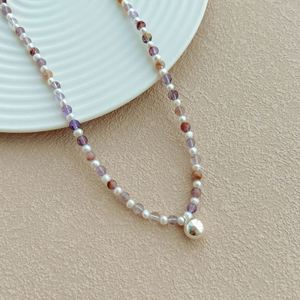 Dylam Top Jewellery Elegant Charm Sterling Silver <b>Bead</b> Beaded Pearl Natural Amethyst Beaded <b>Necklace</b> for Women Daily Wear - Product Image 4