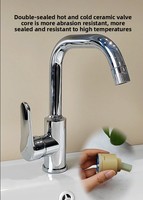 Robinet de cuisine en acier inoxydable classique et moderne avec cartouche céramique, rotation à 360 degrés, montage sur plan, poignée unique