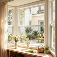 Ventana Abatible de Aluminio Blanco con Triple Acristalamiento y Aislamiento UV para Invernadero, Suministro del Fabricante HUACAI