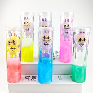 Vente en gros de <span class=keywords><strong>slime</strong></span> transparent en cristal de couleur galaxie mélangée, en bouteille longue et moyenne, avec poupée en plastique - Product Image 4