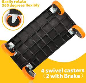 Établi utilitaire en plastique robuste avec plate-forme profonde et roues pivotantes complètes pouvant contenir en toute sécurité un chariot à outils de service à 2 niveaux de 550lb - Product Image 5