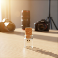 Clé USB en bois unique avec bouteille en verre flottante pour cadeaux de mariage, logo personnalisé, Plug-and-Play