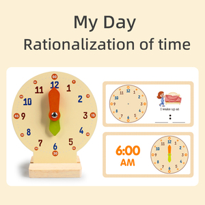 Jouet éducatif Montessori pour <span class=keywords><strong>l</strong></span>'apprentissage précoce, cadeau pour enfants, horloge en bois pour <span class=keywords><strong>apprendre</strong></span> à <span class=keywords><strong>lire</strong></span> <span class=keywords><strong>l</strong></span>'<span class=keywords><strong>heure</strong></span>, fabriquée en bois - Product Image 5