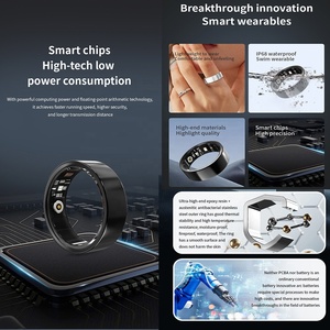 Nuevo y Elegante Anillo Inteligente de Metal y Cerámica Dorado, con Monitor de Temperatura y Frecuencia Cardíaca, Almacenamiento y NFC - Product Image 3