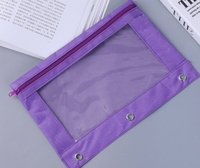 Pochette à crayons à 3 anneaux de couleur vive avec fenêtre transparente, sac de papeterie, classeur, organisateurs de classe