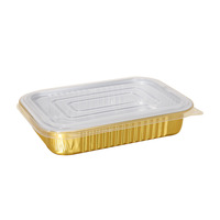 HBOLE C184-580 Boîte alimentaire jetable en aluminium et PP, épaissie, dorée, 580 ml, pour plats à emporter, barbecue, poisson rôti, ensemble de vaisselle chauffante