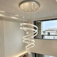 Luminaire suspendu professionnel personnalisé en cristal K9 en forme de double spirale LED pour escalier duplex, villa, salon