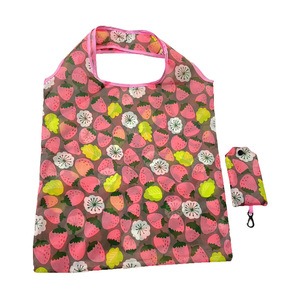 Polyester imprimé personnalisé réutilisable recyclable pour sac à provisions pliable de promotion de cadeau d'achats de fruits et légumes d'épicerie - Product Image 1