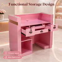Comptoir de réception moderne rose pour salon de manucure, comptoir de caisse de salon de beauté avec tiroirs, table de réception de luxe, mobilier de salon