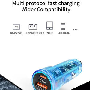 Adaptador de Coche de Carga Rápida USB-C PD QC3.0 de 48W/30W para Teléfono, Laptop, Auriculares y Cámara con Estuche Transparente - Product Image 3