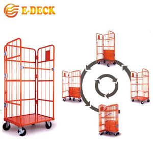 Nestelen <span class=keywords><strong>cargo</strong></span> kooi inklapbare goederen vier side storage nestelen metalen gegalvaniseerd magazijn vouwen <span class=keywords><strong>pallet</strong></span> winkelwagen <span class=keywords><strong>trolley</strong></span> - Product Image 3