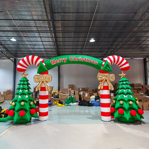Arche de Noël gonflable avec piliers et arbres en forme de canne à sucre, décoration de Noël en PVC pour l'extérieur, pour vitrine de magasin - Product Image 1
