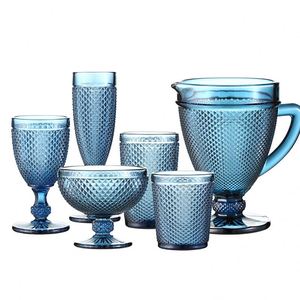 Copas de Vino Tinto Altas y Creativas con Relieve Vintage Europeo para Fiestas de Boda, Copa de Boca Ancha para Helado - Product Image 1