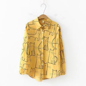 Blouses et chemises <span class=keywords><strong>CHIC</strong></span> chat motif <span class=keywords><strong>femme</strong></span> à manches longues lâche version coréenne des étudiants tout match chemise <span class=keywords><strong>imprimée</strong></span> pour les femmes - Product Image 4