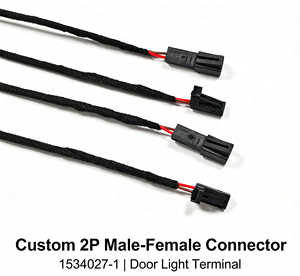 Câble de connecteur mâle-femelle personnalisé à 2 broches et 2 conducteurs 1534027-1, faisceau de câblage pour éclairage de porte de voiture, connexion Plug & Play - Product Image 4